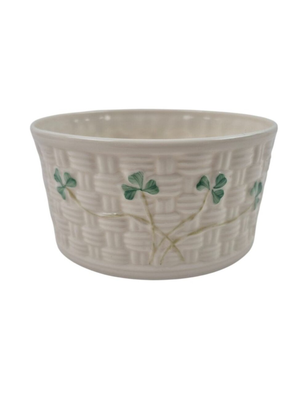 Belleek Open Marmalade Dish Shamrock Basketweave Porcelain 4th Blue Mark Vintage